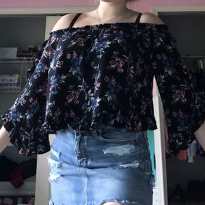 Off the shoulder cropped shirt
